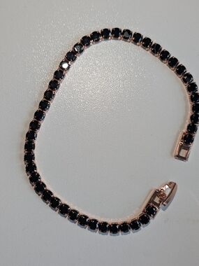 Black Moissanite and Rose Gold Tennis Bracelet